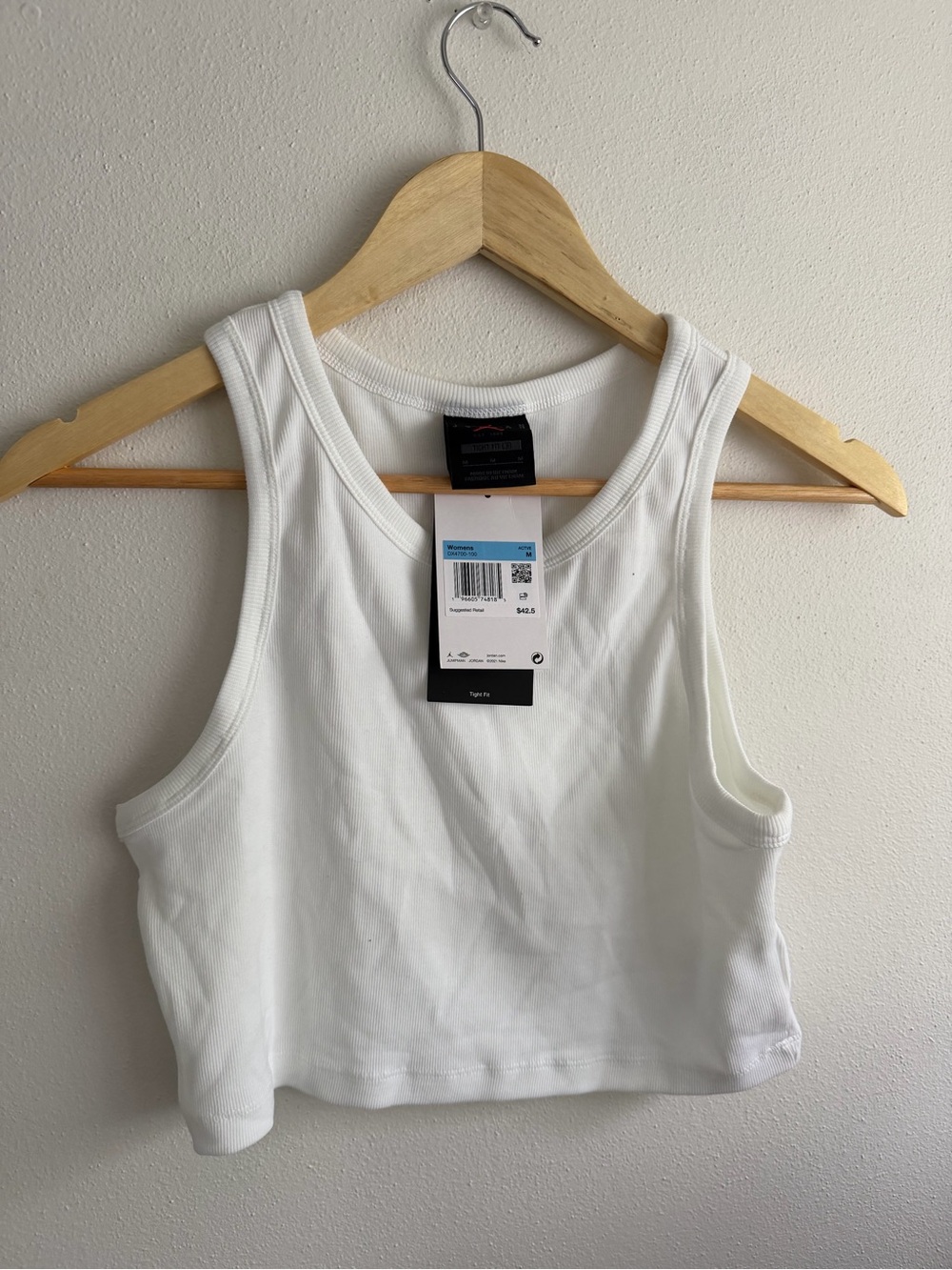Jordan White Ribbed Crop Tank Top